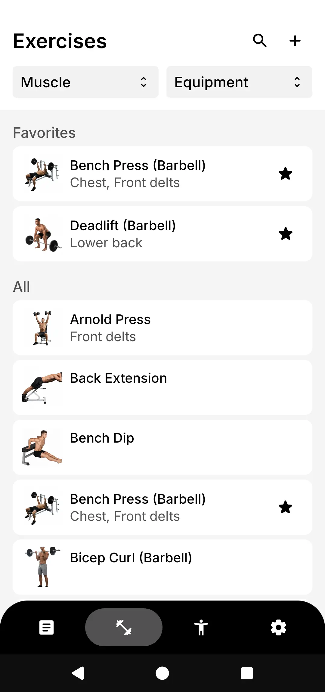 Übungsübersicht App Screen