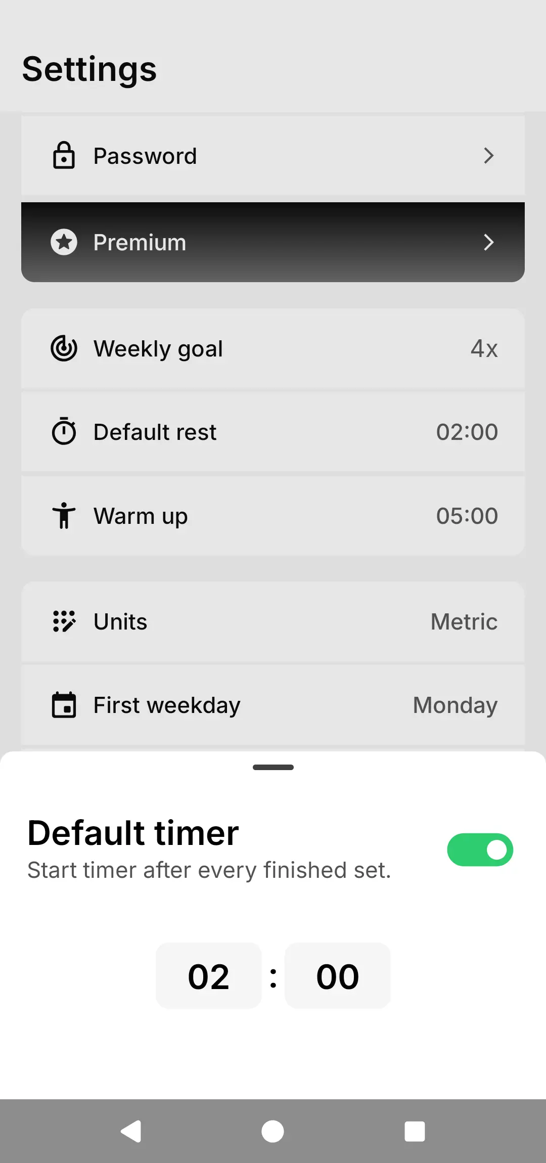 Einstellungen App Screen