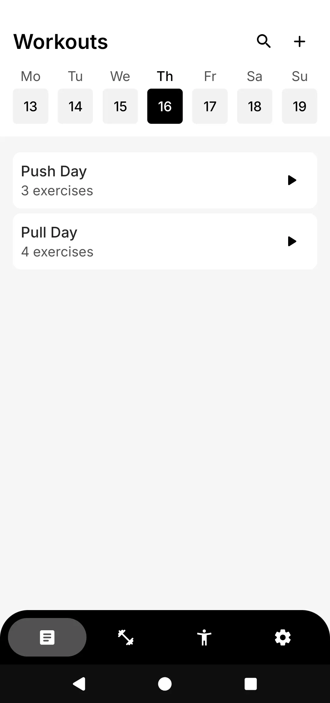 Trainingsliste App Screen
