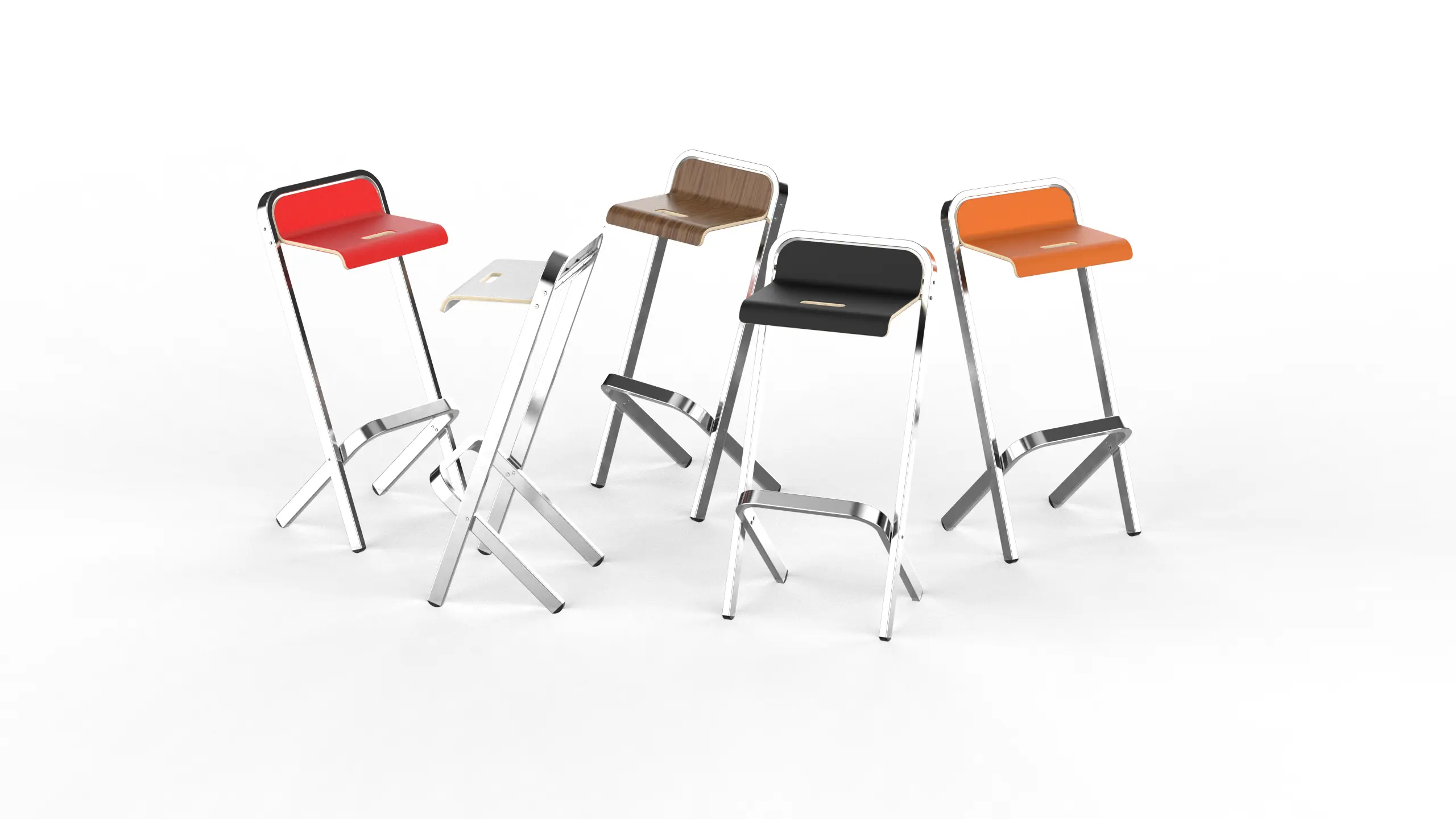 Farb- und Materialvarianten des Swing Stehhockers